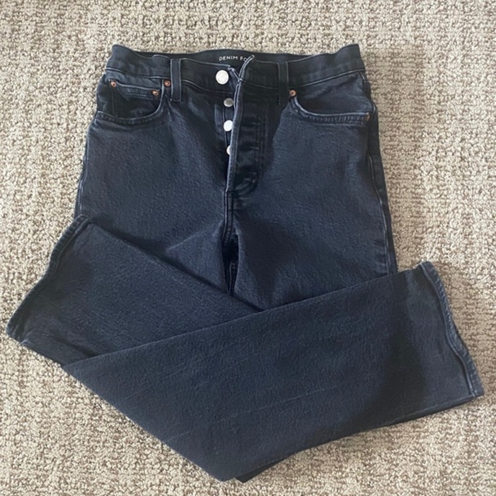 Denim Forum High-Rise Straight Black Jeans